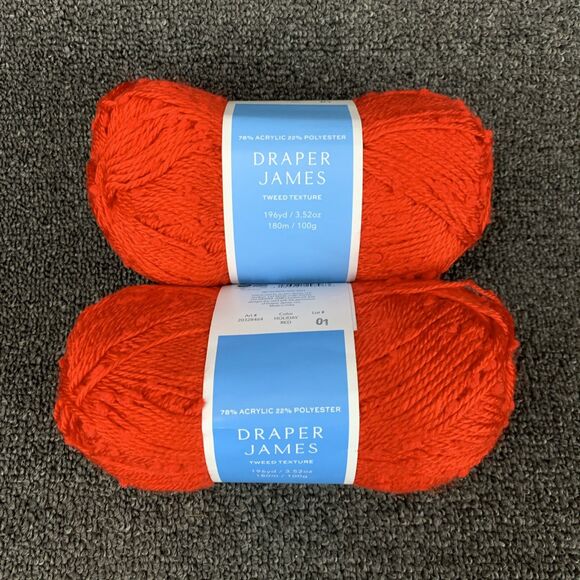 Draper James Other - Lot Of 2 Draper James Tweed Texture Holiday Red 196yd 3.52oz Yarn New